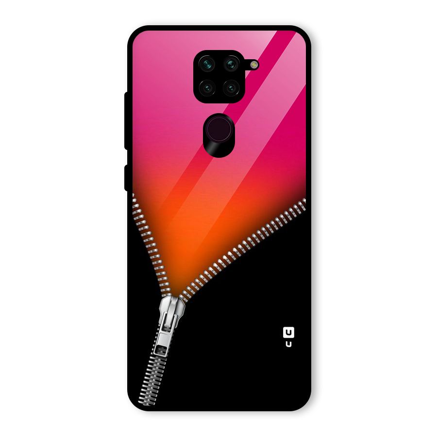 Zipper Print Glass Back Case for Redmi Note 9