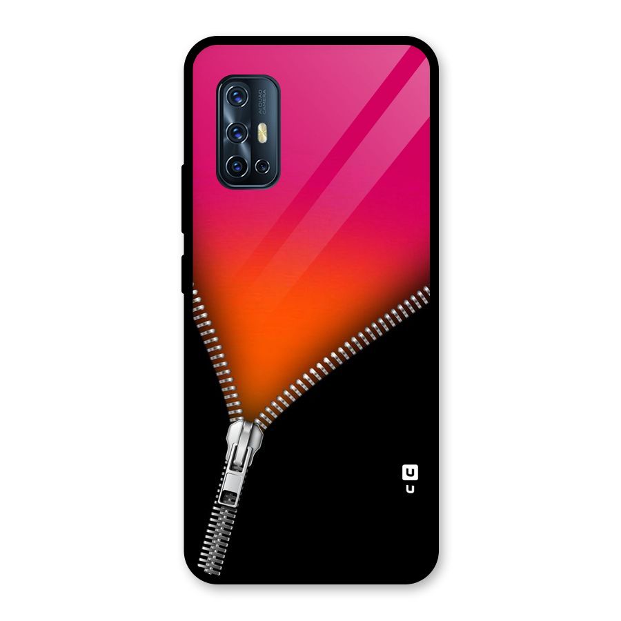 Zipper Print Glass Back Case for Vivo V17