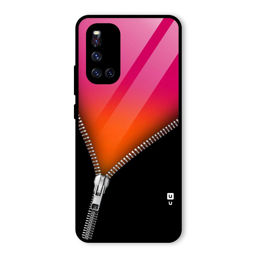 Zipper Print Glass Back Case for Vivo V19