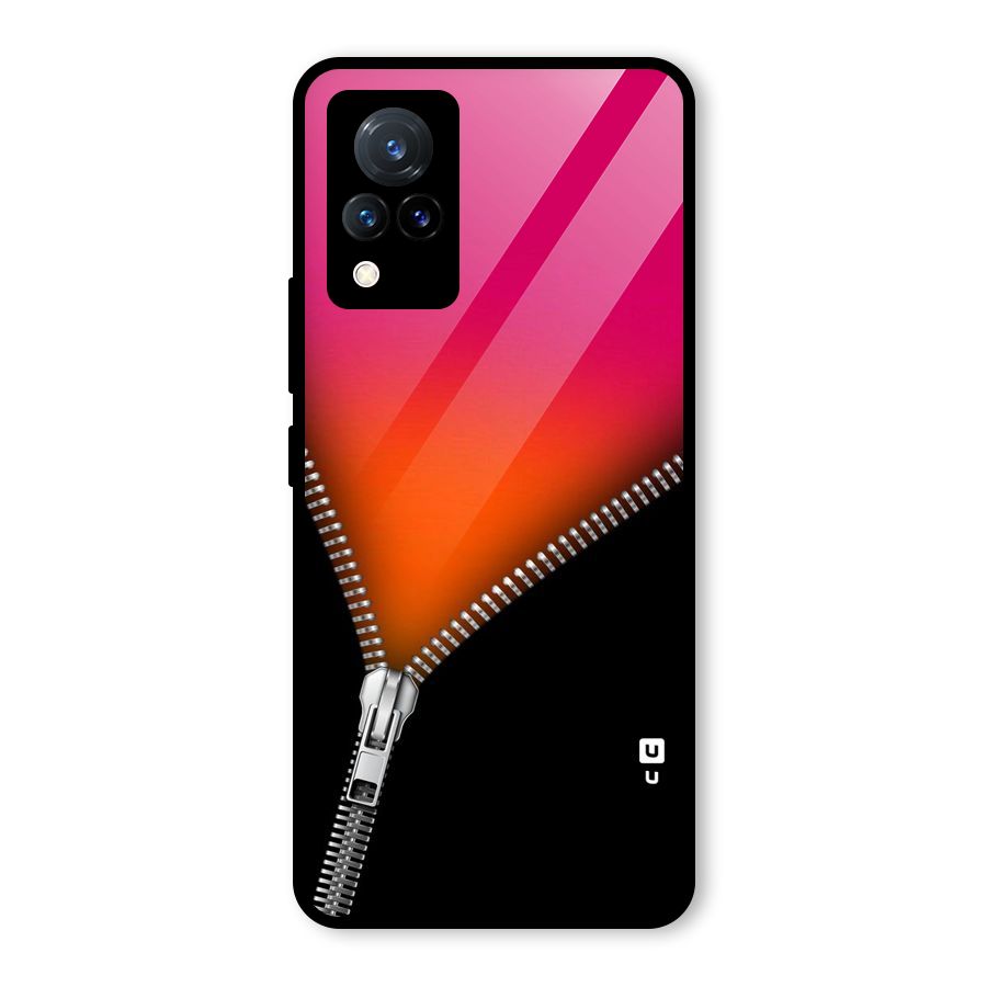 Zipper Print Glass Back Case for Vivo V21 5G