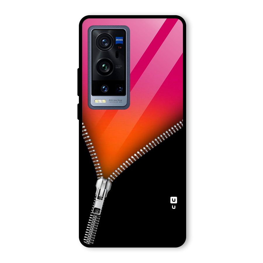 Zipper Print Glass Back Case for Vivo X60 Pro Plus