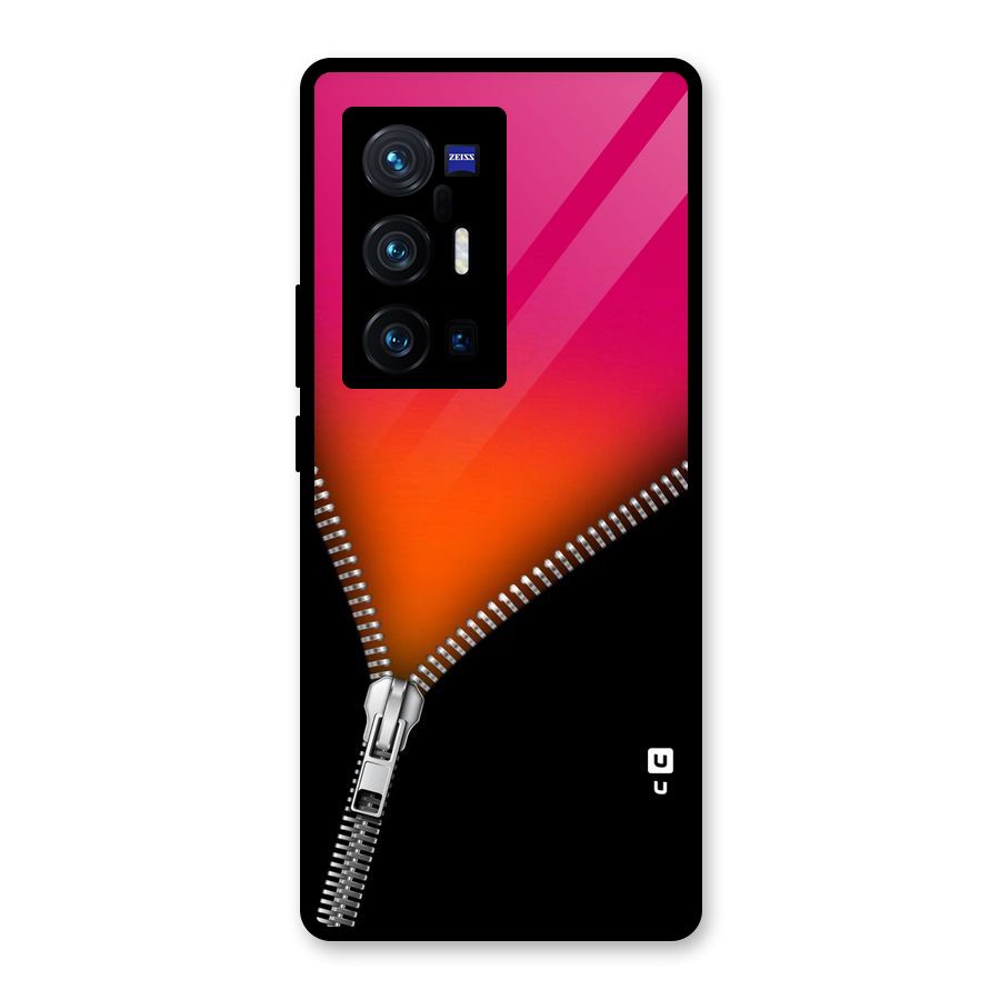 Zipper Print Glass Back Case for Vivo X70 Pro Plus