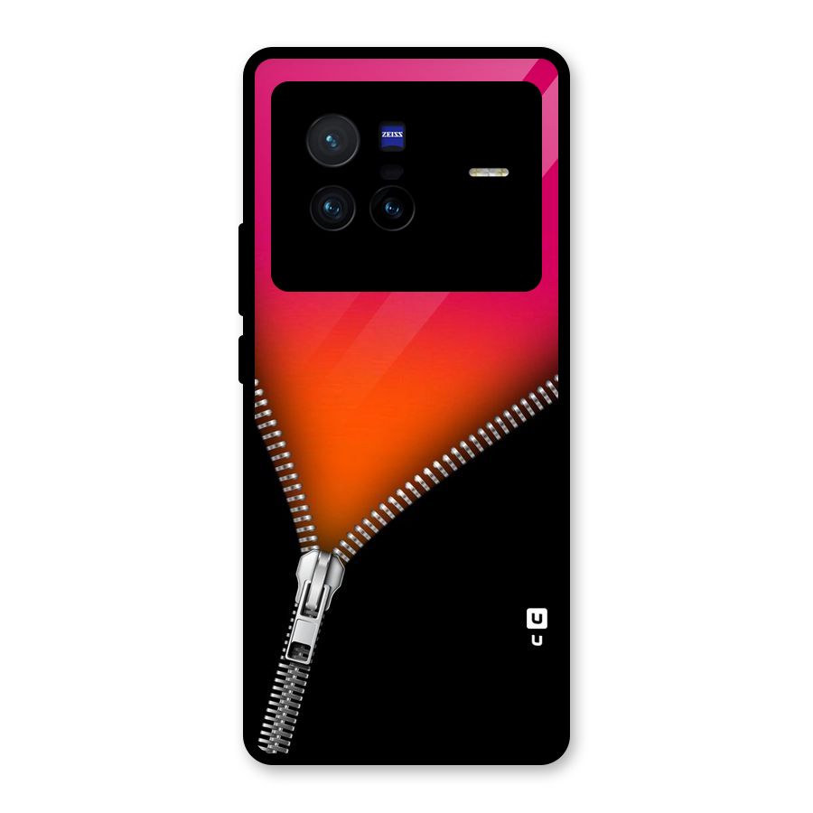Zipper Print Glass Back Case for Vivo X80