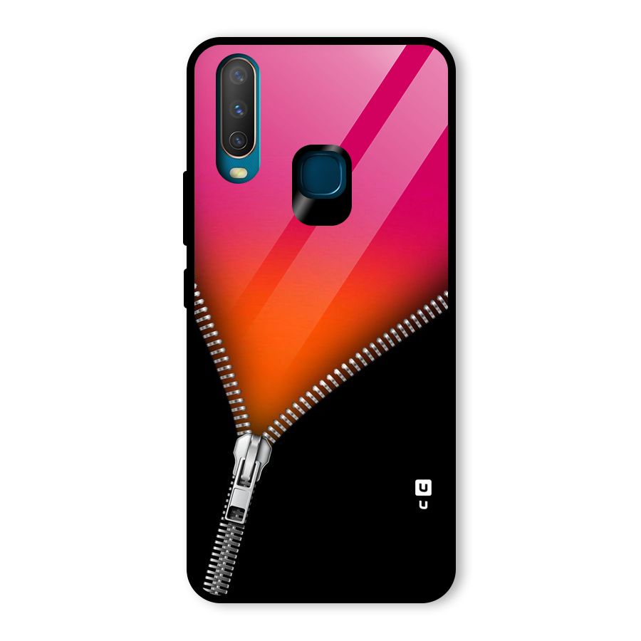 Zipper Print Glass Back Case for Vivo Y17