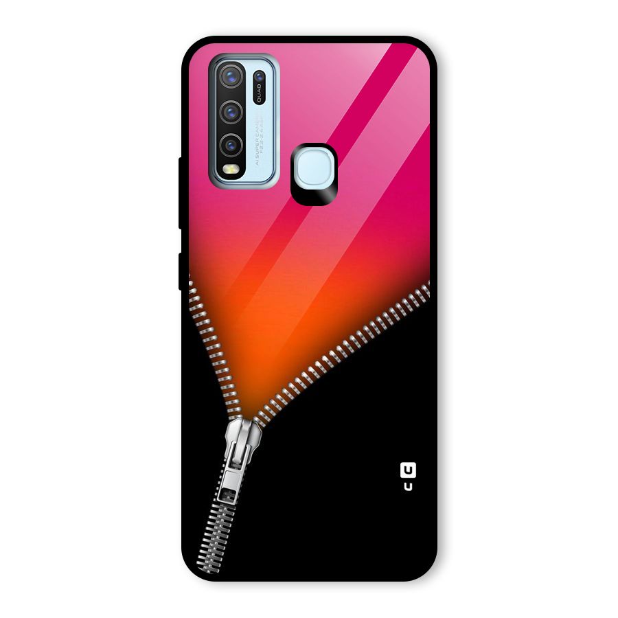 Zipper Print Glass Back Case for Vivo Y30