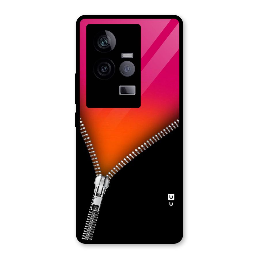 Zipper Print Glass Back Case for Vivo iQOO 11 5G
