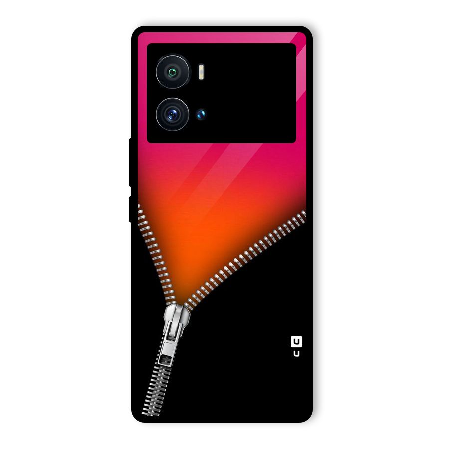 Zipper Print Glass Back Case for Vivo iQOO 9 Pro