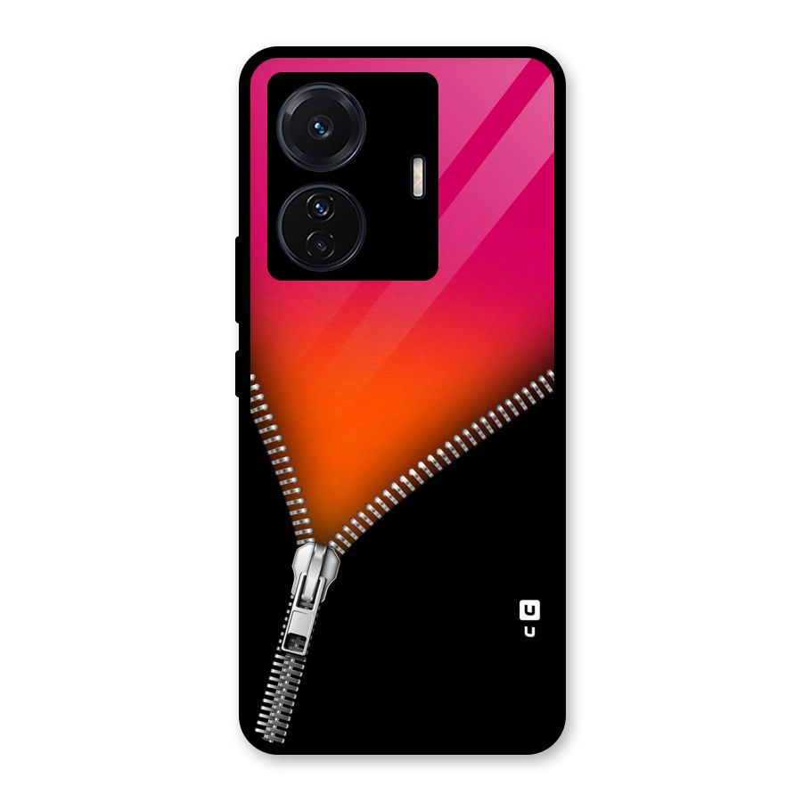 Zipper Print Glass Back Case for Vivo iQOO Z6 Pro