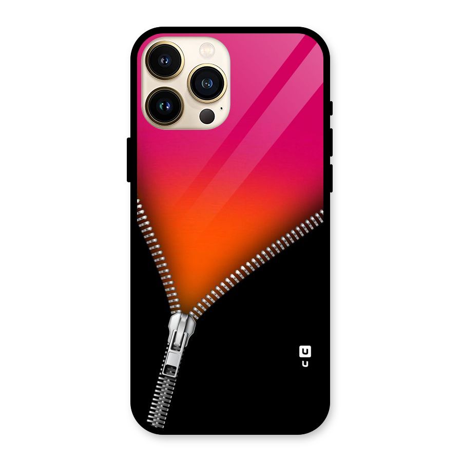Zipper Print Glass Back Case for iPhone 13 Pro Max