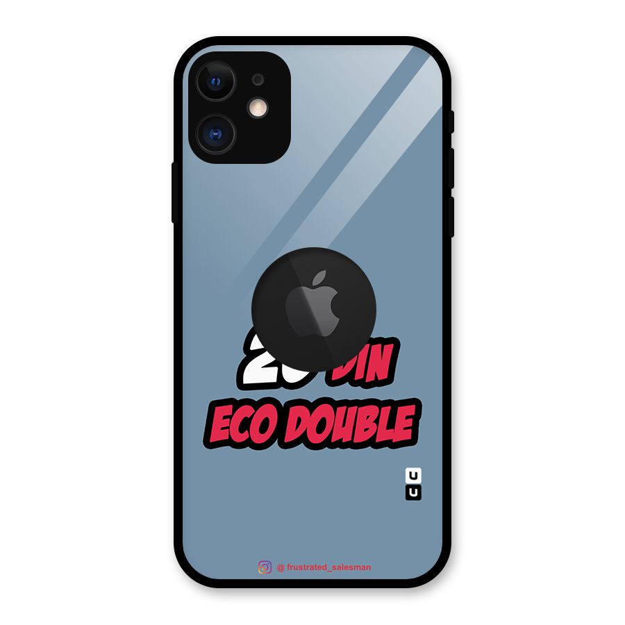 25 Din Eco Double SteelBlue Glass Back Case for iPhone 11 Logo Cut
