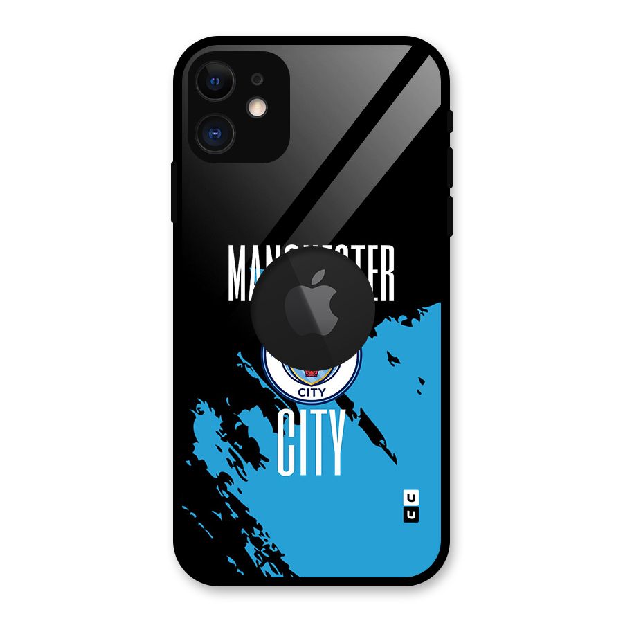 Abstract Manchester Glass Back Case for iPhone 11 Logo Cut