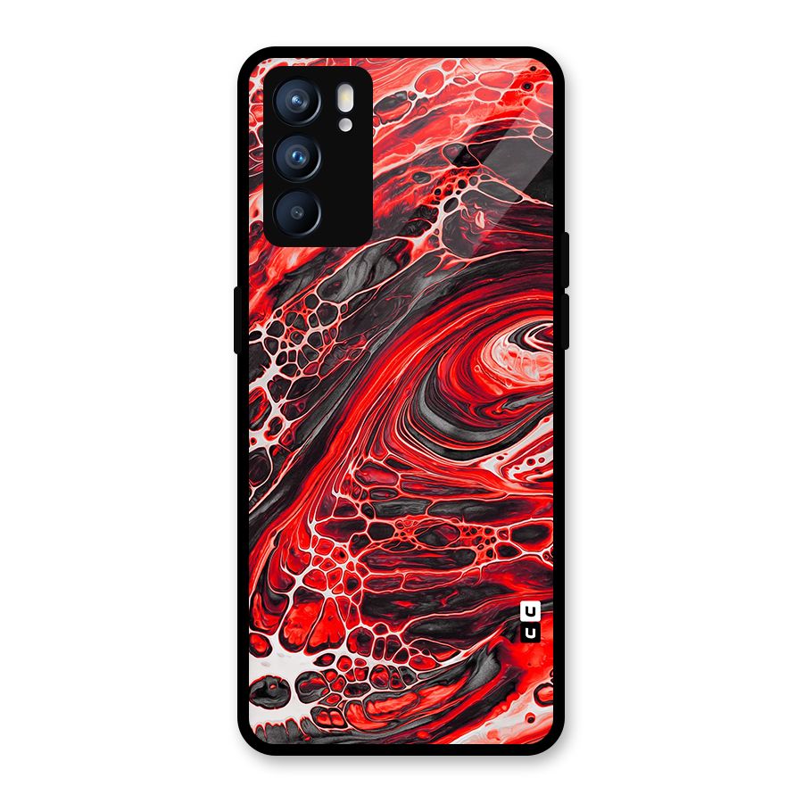 Abstract Pattern Gradient Marbled Glass Back Case for Oppo Reno6 5G