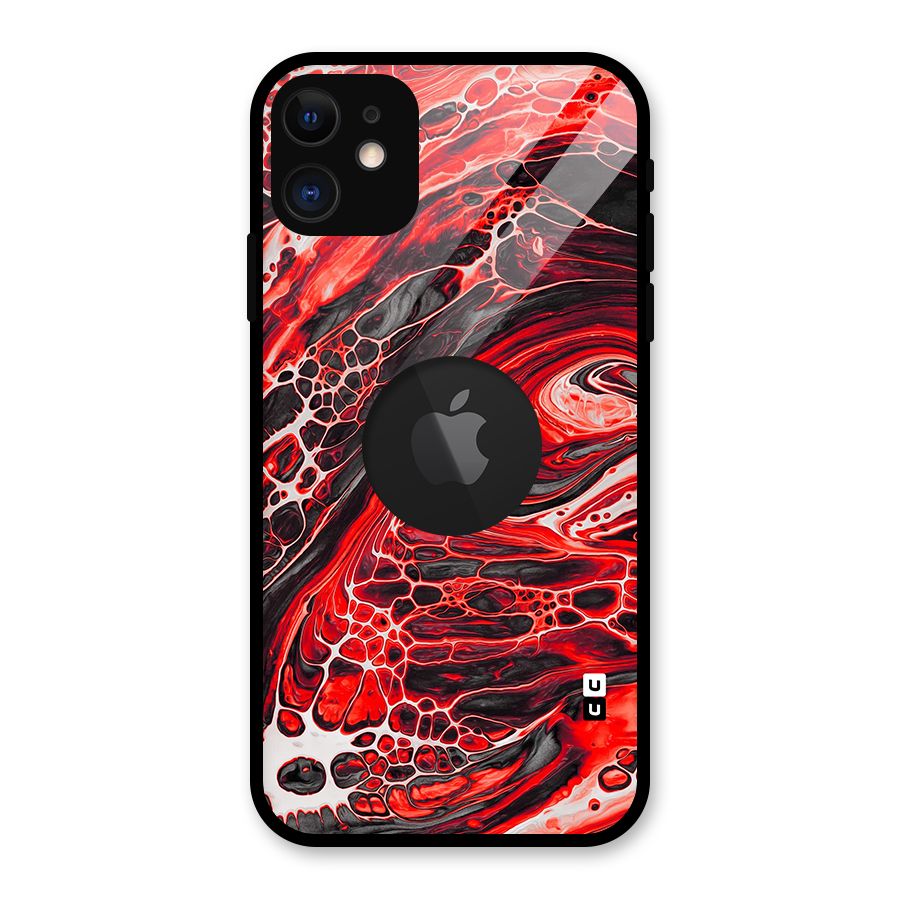 Abstract Pattern Gradient Marbled Glass Back Case for iPhone 11 Logo Cut
