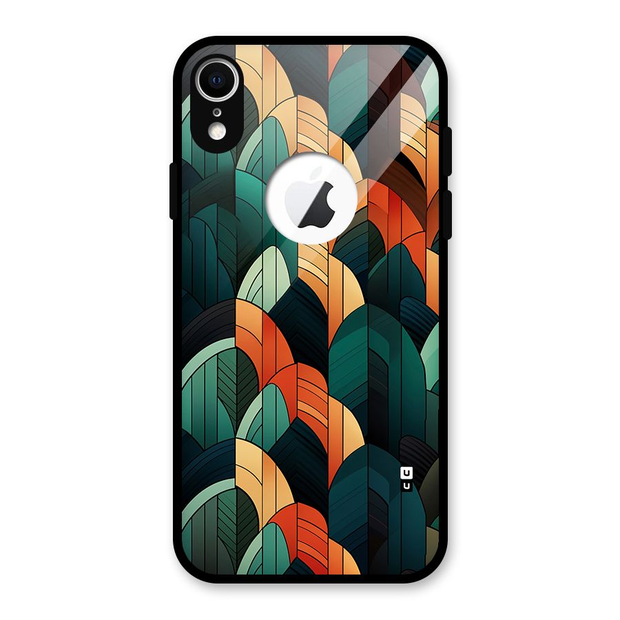 Abstract Seamless Pattern Glass Back Case for iPhone XR Logo Cut