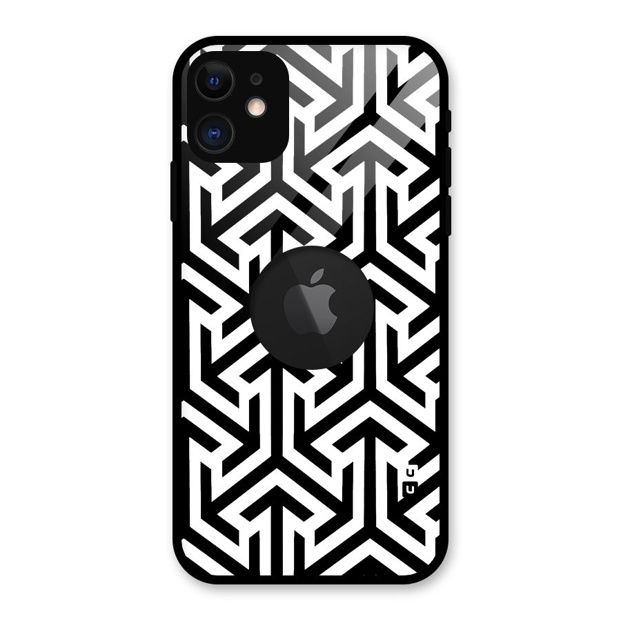 Abstract Triple Arrows Glass Back Case for iPhone 11 Logo Cut