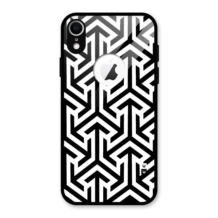 Abstract Triple Arrows Glass Back Case for iPhone XR Logo Cut