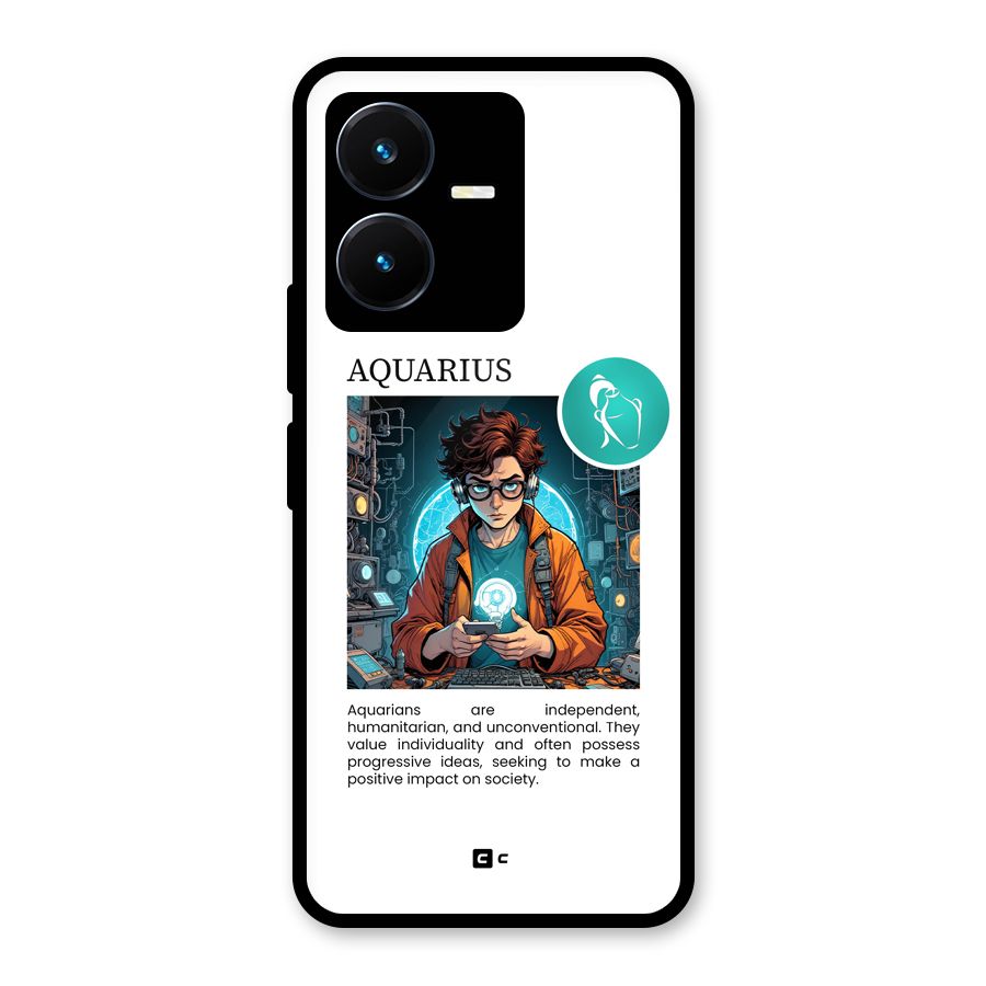 Admire Aquarius Glass Back Case for Vivo Y22s