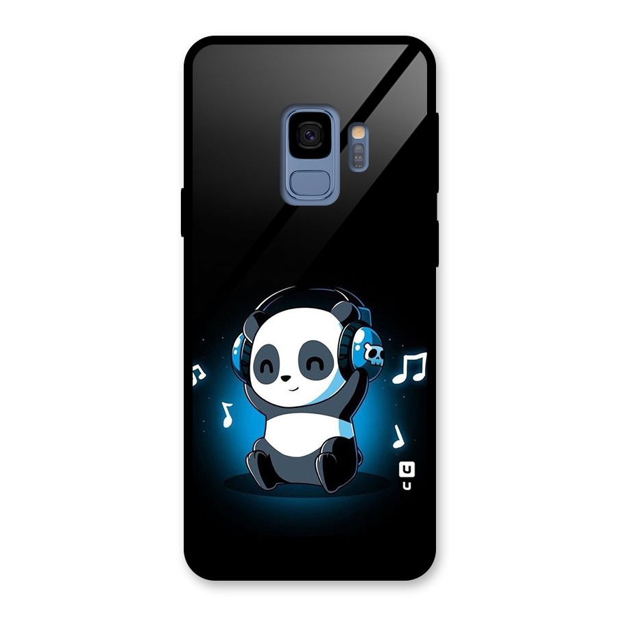 Adorable Panda Enjoying Music Glass Back Case for Galaxy S9