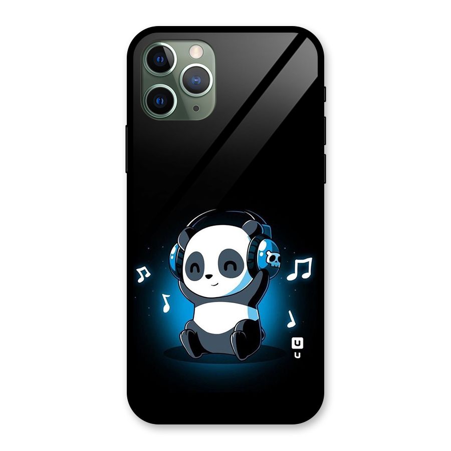 Adorable Panda Enjoying Music Glass Back Case for iPhone 11 Pro
