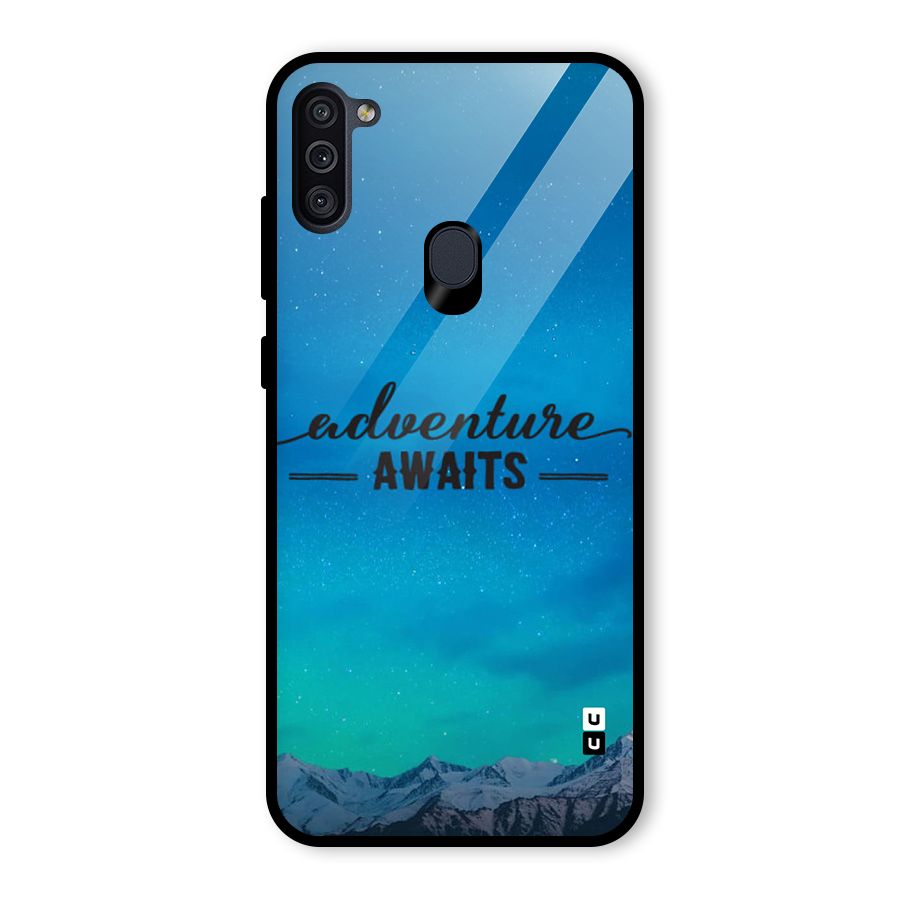 Adventure Awaits Glass Back Case for Galaxy M11