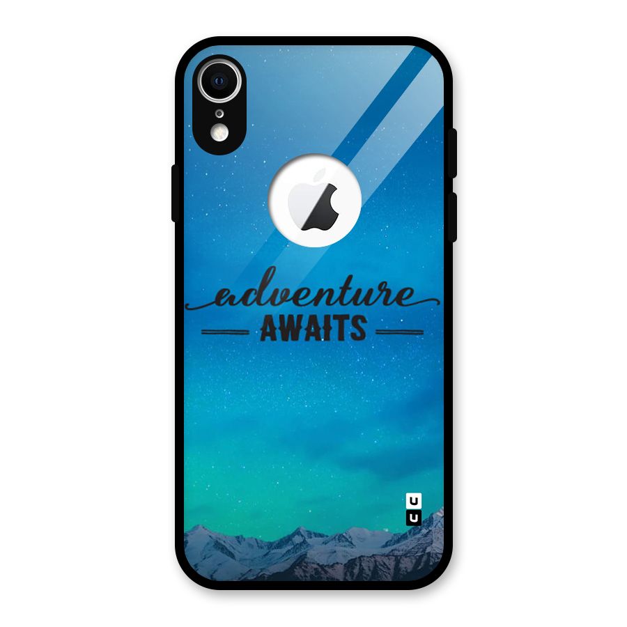 Adventure Awaits Glass Back Case for iPhone XR Logo Cut