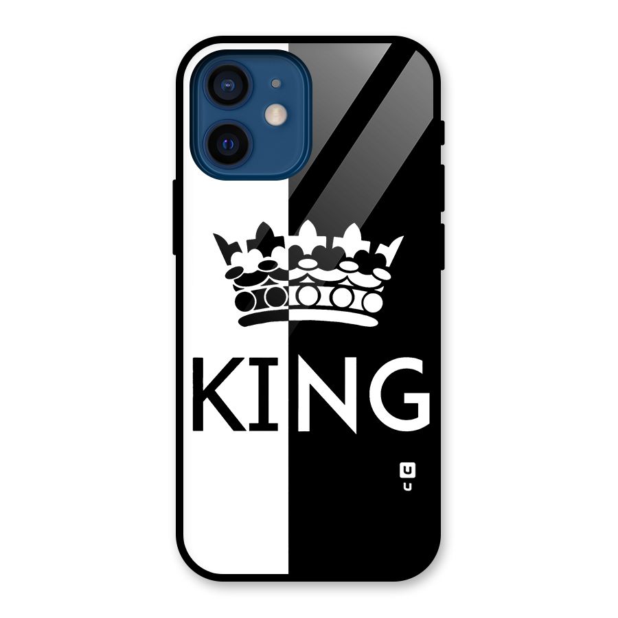 Aesthetic Crown King Glass Back Case for iPhone 12 Mini