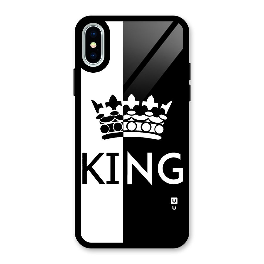 Aesthetic Crown King Glass Back Case for iPhone X