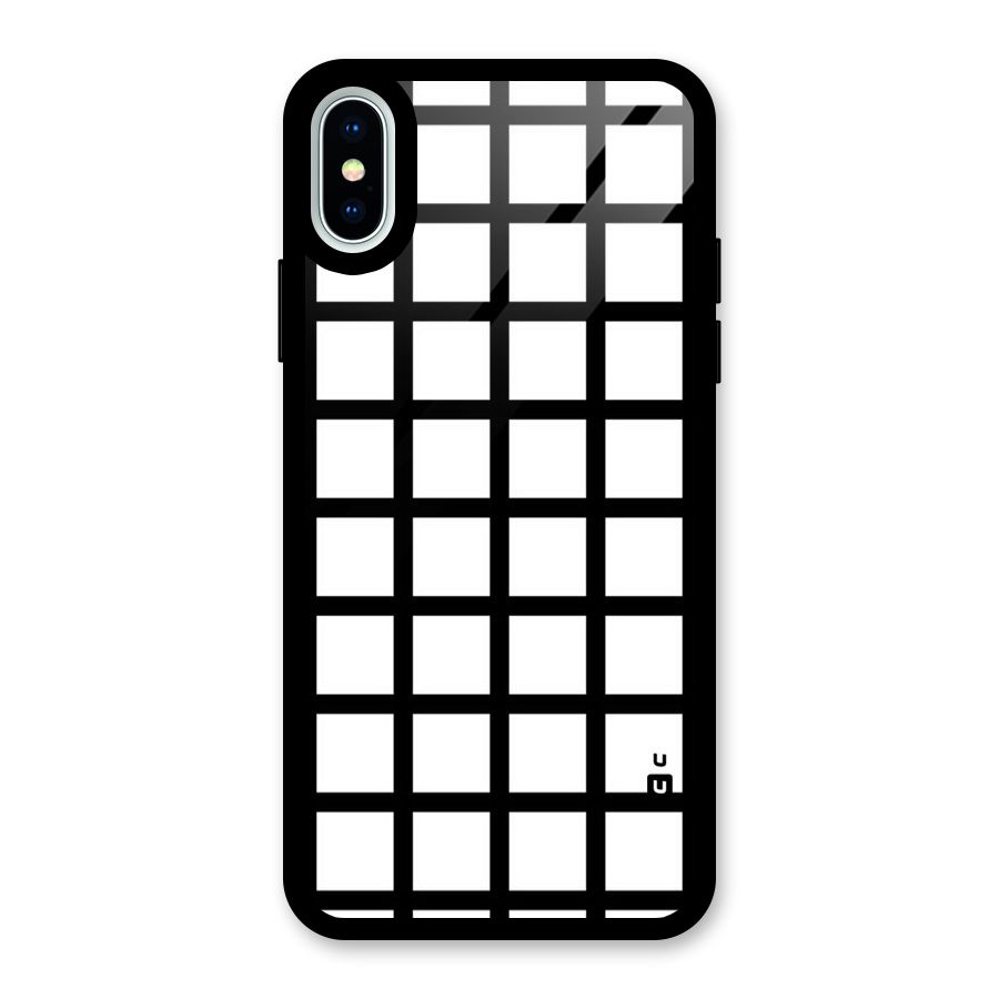 Aesthetic Grid Lines Glass Back Case for iPhone XS