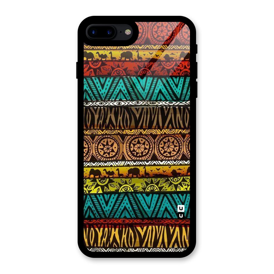African Design Pattern Glass Back Case for iPhone 7 Plus