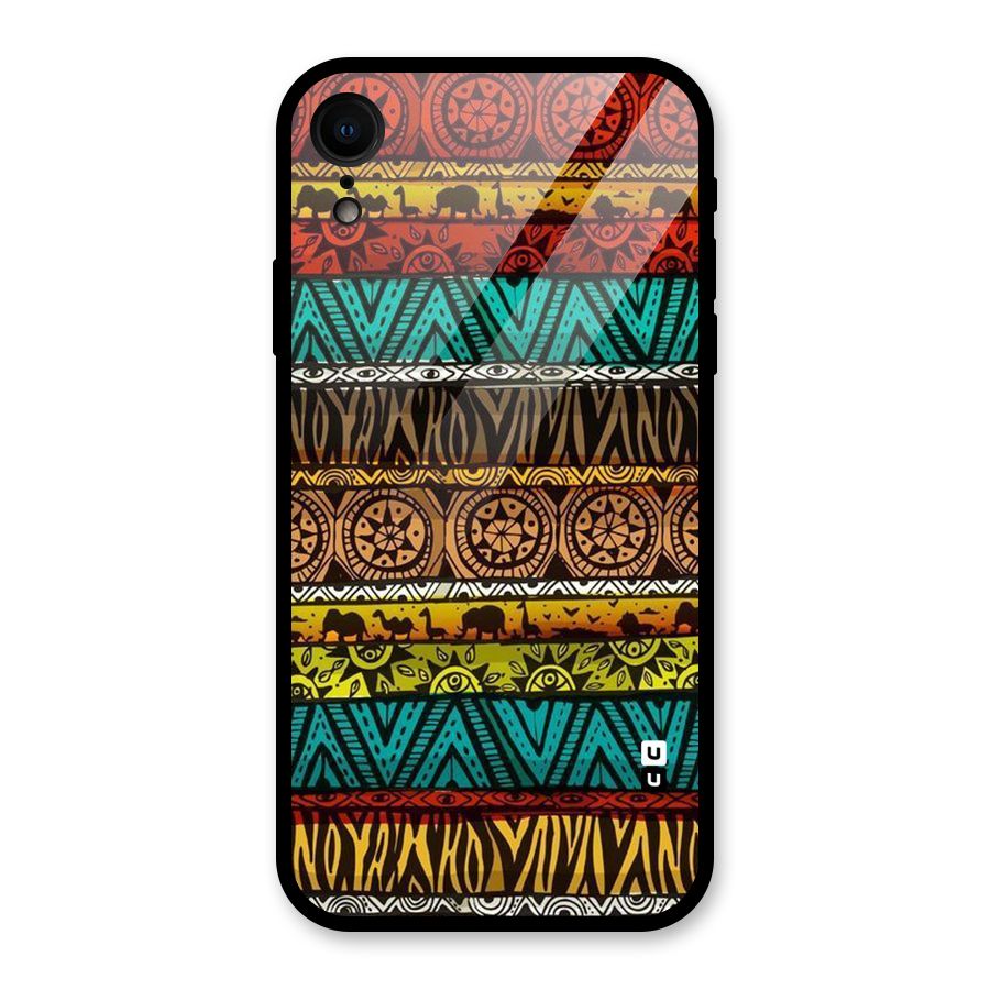 African Design Pattern Glass Back Case for iPhone XR