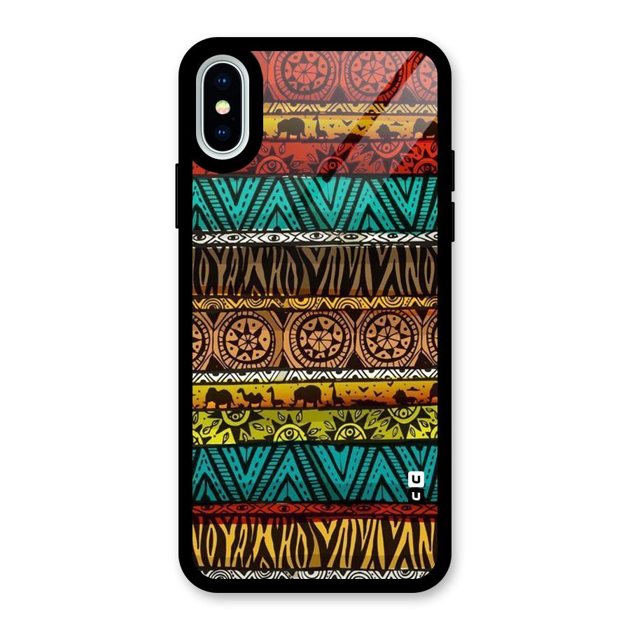 African Design Pattern Glass Back Case for iPhone XS
