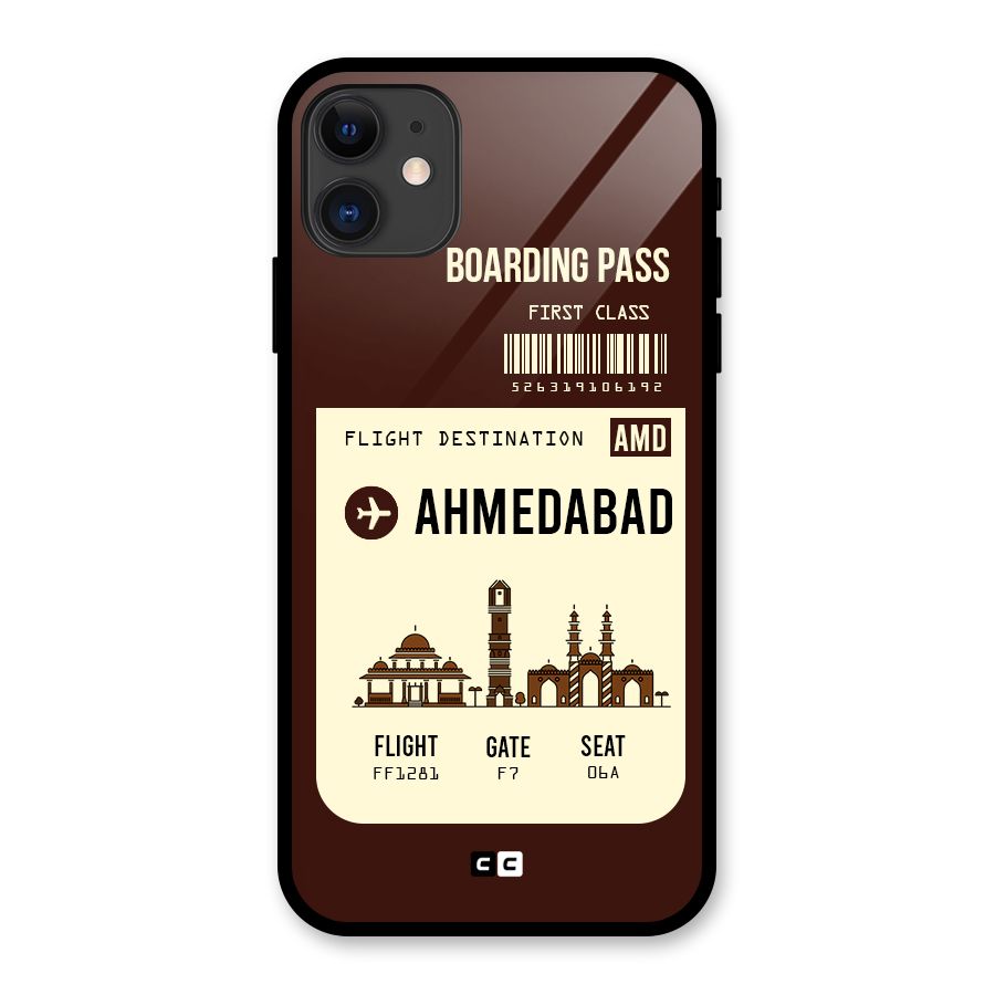 Ahmedabad Boarding Pass Glass Back Case for iPhone 11