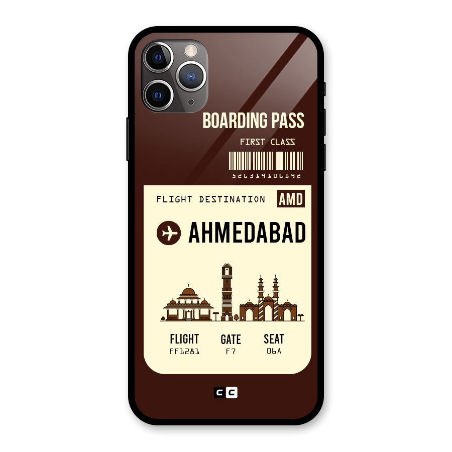 Ahmedabad Boarding Pass Glass Back Case for iPhone 11 Pro Max