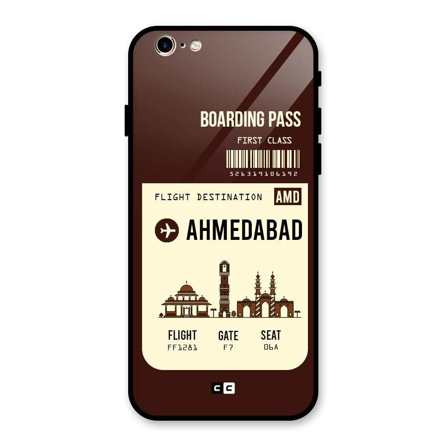 Ahmedabad Boarding Pass Glass Back Case for iPhone 6 6S