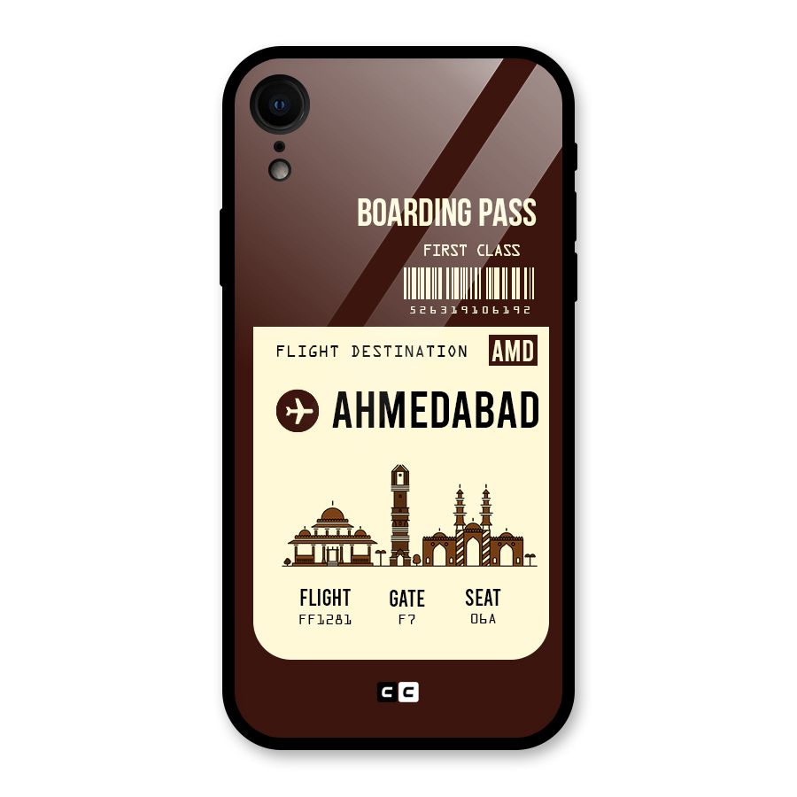 Ahmedabad Boarding Pass Glass Back Case for iPhone XR