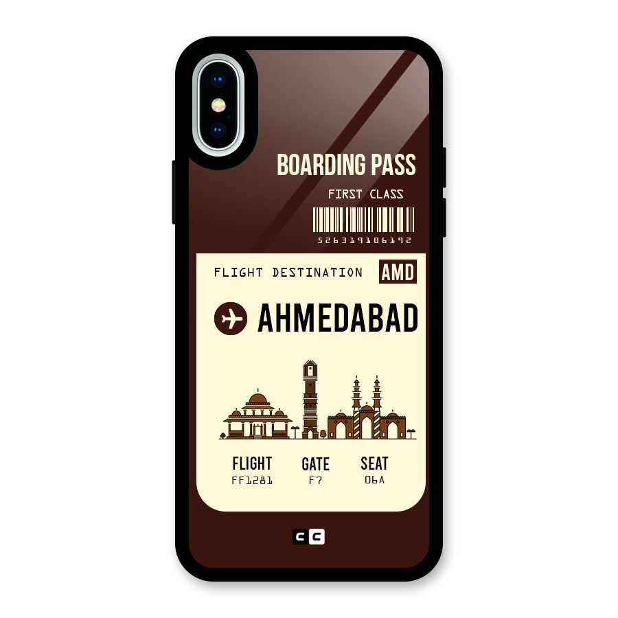 Ahmedabad Boarding Pass Glass Back Case for iPhone XS
