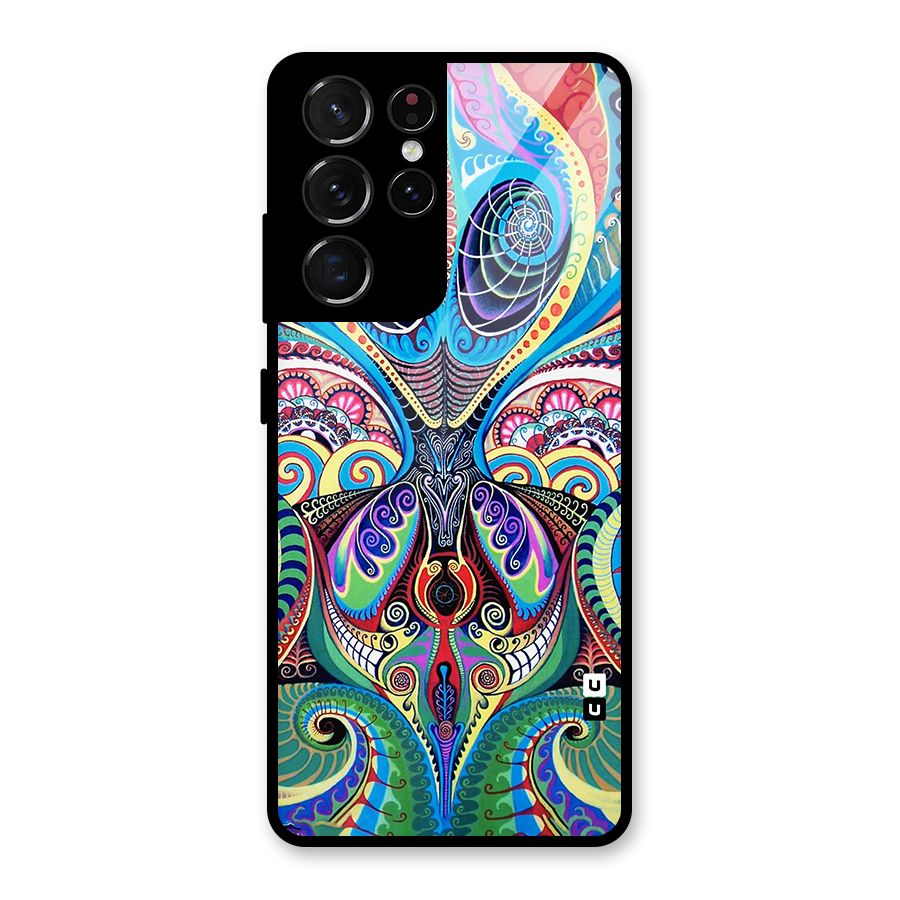 Alien Psychedelic Art Glass Back Case for Galaxy S21 Ultra 5G