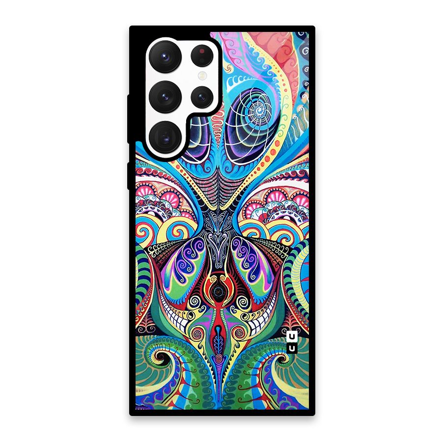 Alien Psychedelic Art Glass Back Case for Galaxy S22 Ultra 5G