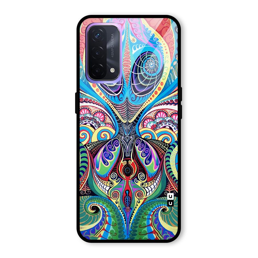 Alien Psychedelic Art Glass Back Case for Oppo A74 5G