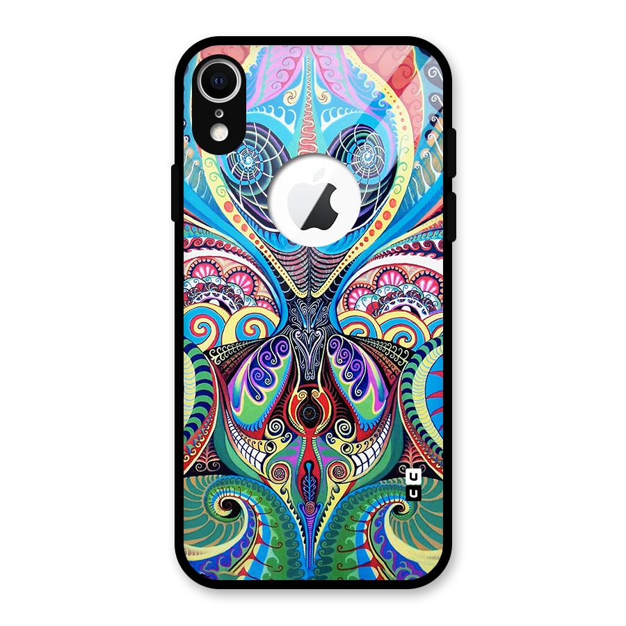 Alien Psychedelic Art Glass Back Case for iPhone XR Logo Cut