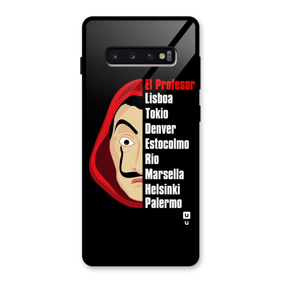 All Members Money Heist Glass Back Case for Galaxy S10 Plus
