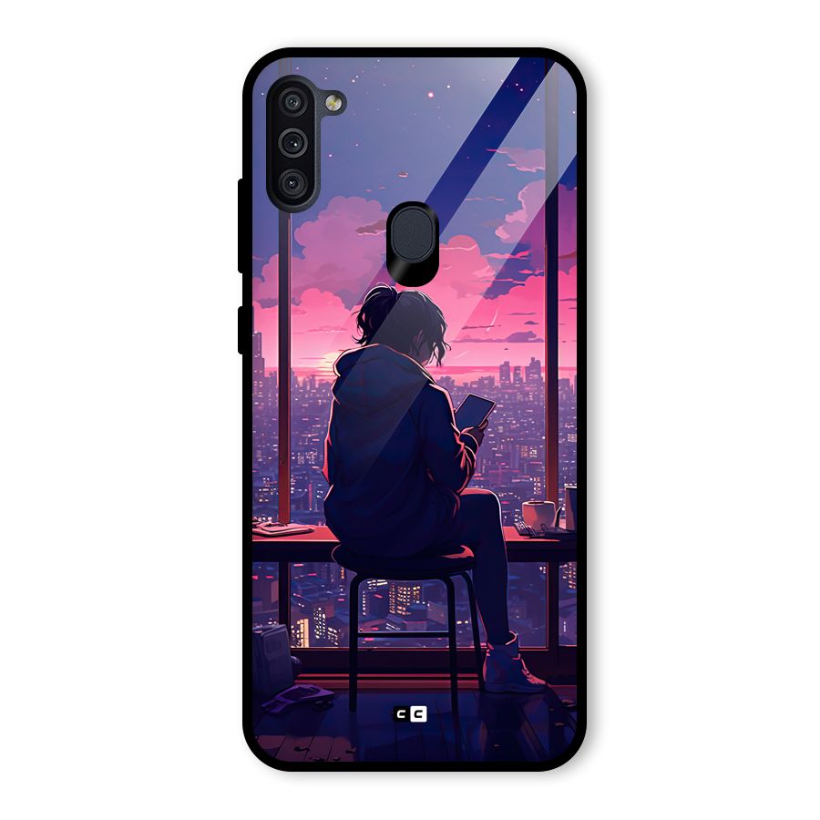 Alone Anime Glass Back Case for Galaxy M11