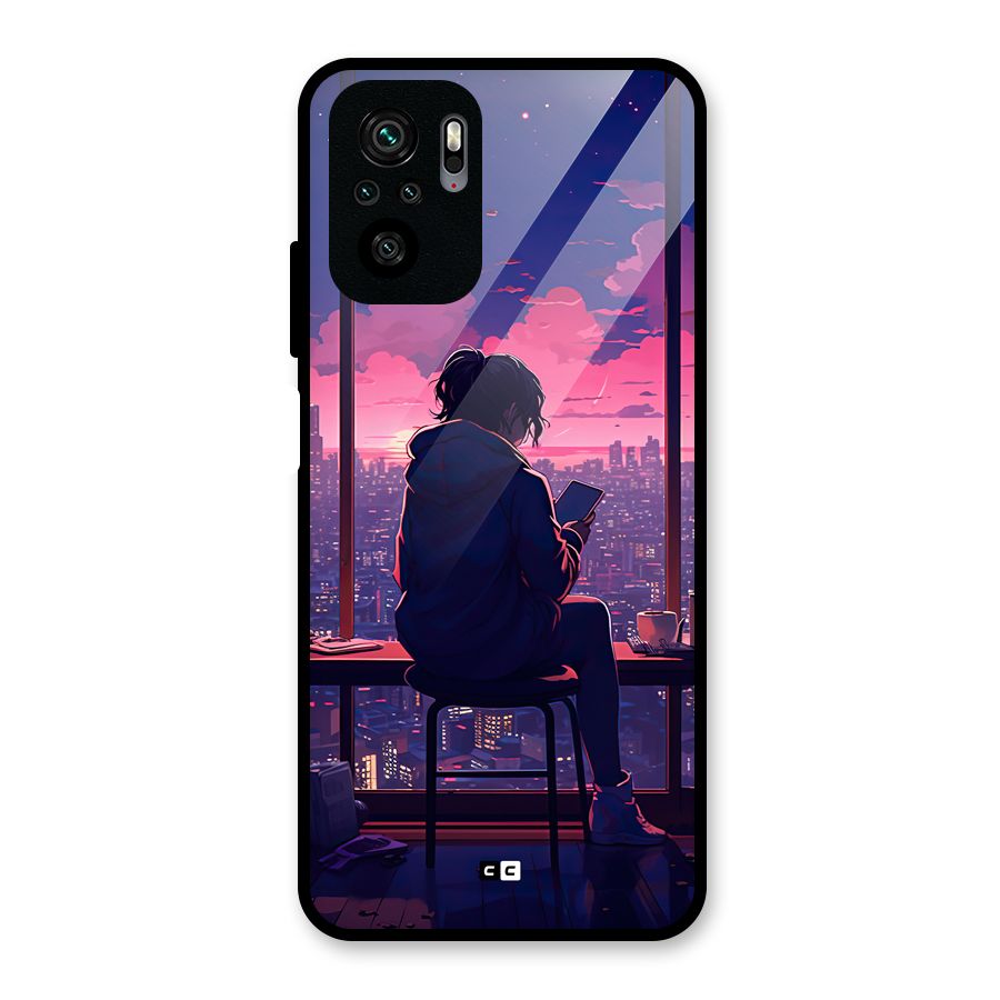 Alone Anime Glass Back Case for Redmi Note 10S