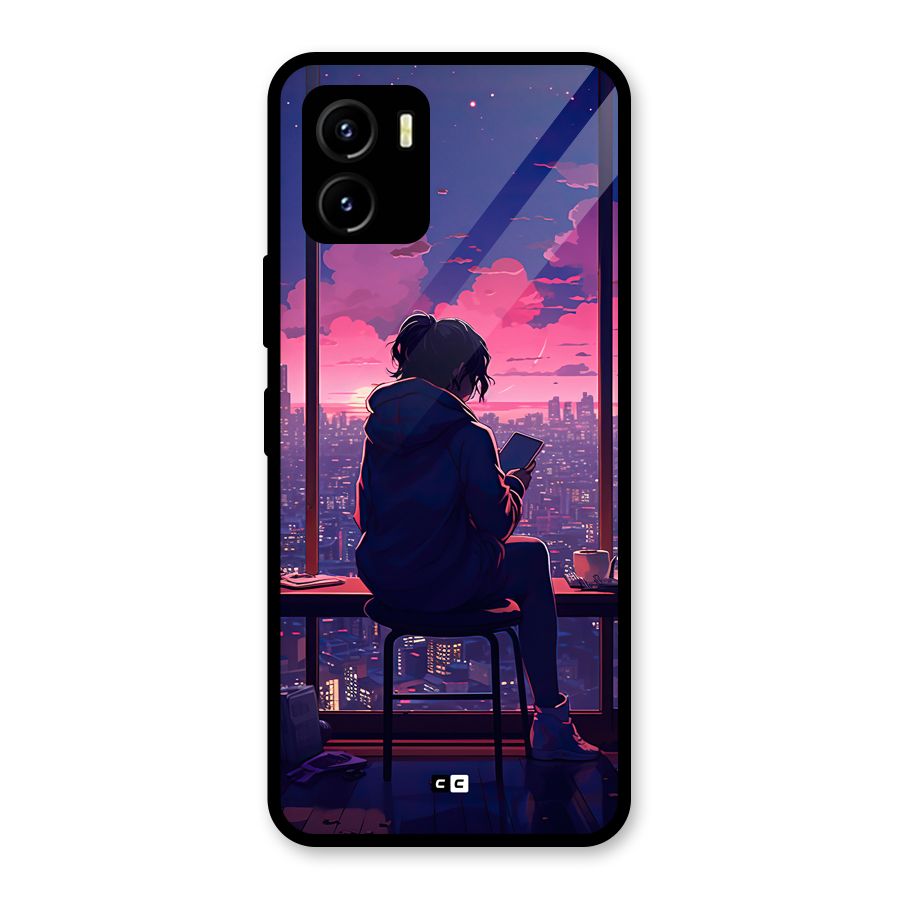 Alone Anime Glass Back Case for Vivo Y15s