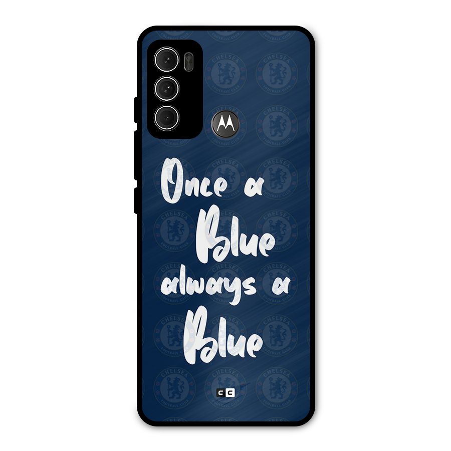 Always A Blue Metal Back Case for Moto G60