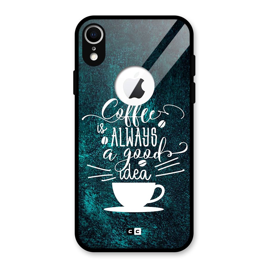 Always Coffee Glass Back Case for iPhone XR Logo Cut