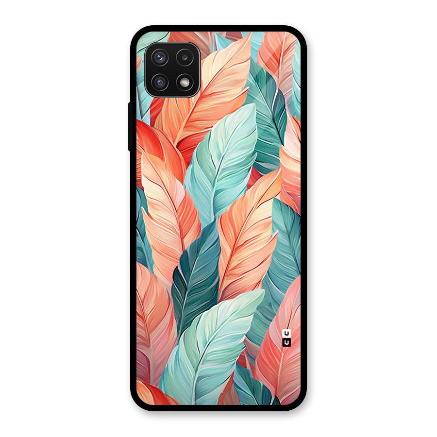 Amazing Colorful Leaves Glass Back Case for Galaxy A22 5G