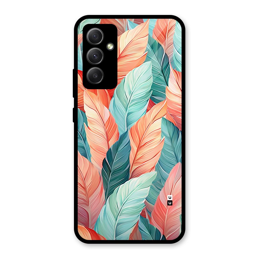 Amazing Colorful Leaves Glass Back Case for Galaxy A34