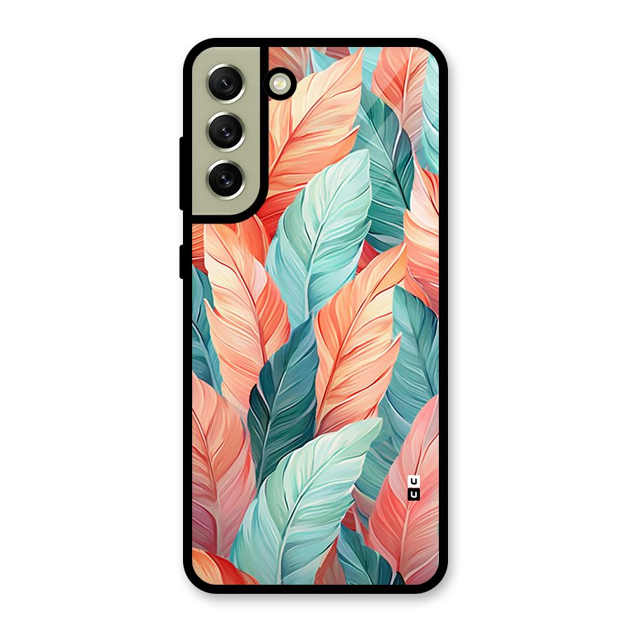 Amazing Colorful Leaves Glass Back Case for Galaxy S21 FE 5G