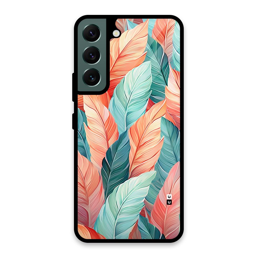 Amazing Colorful Leaves Glass Back Case for Galaxy S22 5G